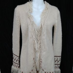 Free People Fringed Cardigan Medium Beige